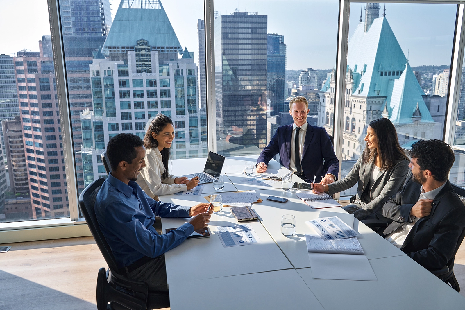 Business team works together in a modern office on recruiting and HR strategies